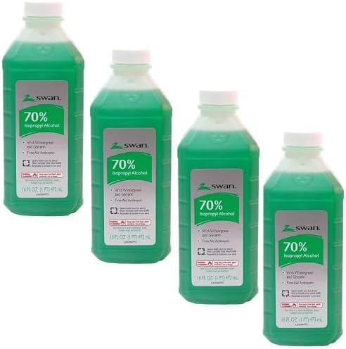 Swan 70 Percent Isopropyl Alcohol Wintergreen front view four pack.