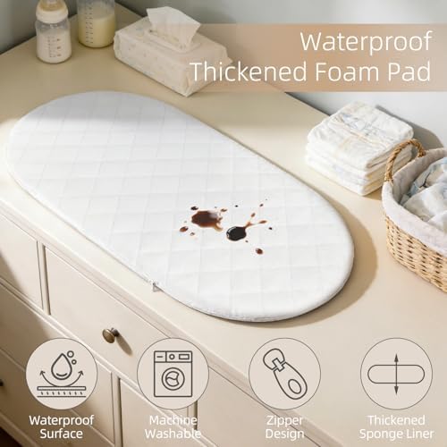 Elegant beige cotton rope baby diaper changing station being cleaned with a removable machine washable cover