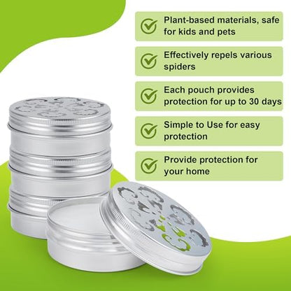 Four pack plant based spider repellent for indoor home basement and garage protection