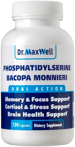 Dr. Maxwell 2-in-1 memory supplement packaging showcasing soy-free and filler-free seals.
