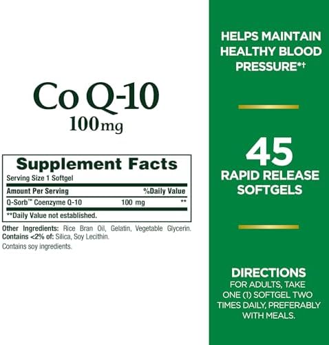 Rapid release CoQ10 softgels daily wellness formula