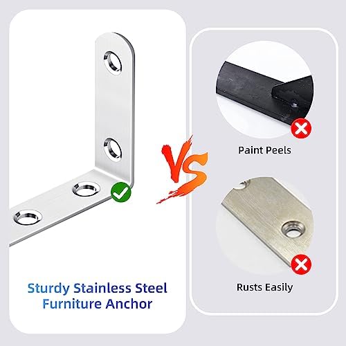 Heavy duty furniture anchor installed on bookshelf