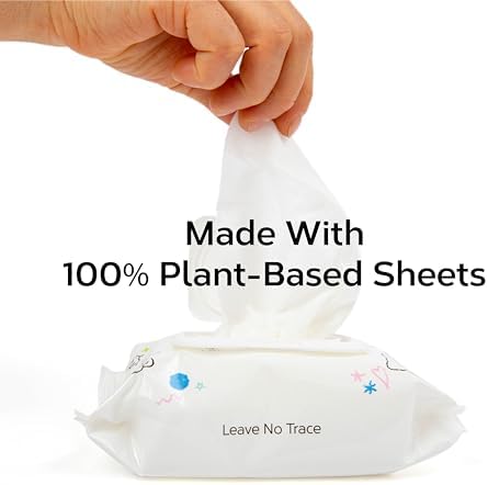 Nolla compostable baby wipes back label demonstrating safety credentials and clean formulation details.