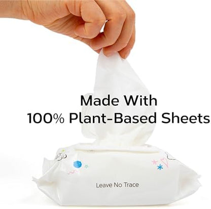 Nolla compostable baby wipes back label demonstrating safety credentials and clean formulation details.
