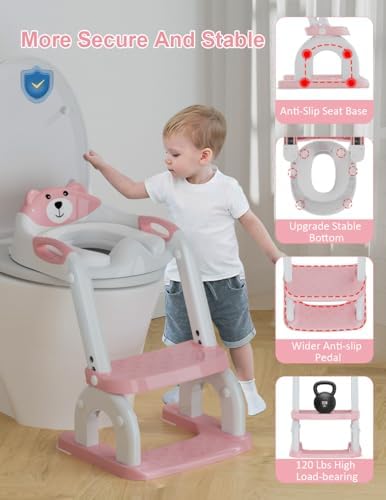 Soft cushion pad and raised splash guard on the premium kids potty seat