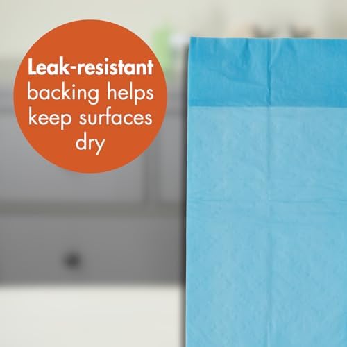Close up of Caring disposable underpad plastic leak-resistant backing