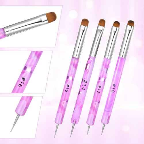 Close up of professional French manicure brush bristles sizes 10 to 16