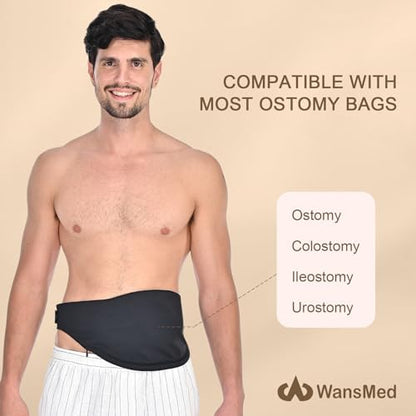 WansMed leak-proof and odor-masking ileostomy pouch cover in black.