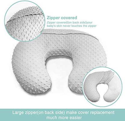 Side view of Owlowla nursing pillow cover fit on support pillow