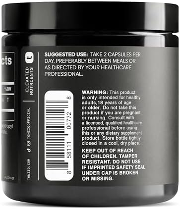 Toniiq Alpha Lipoic Acid bottle showing 99 percent purity label