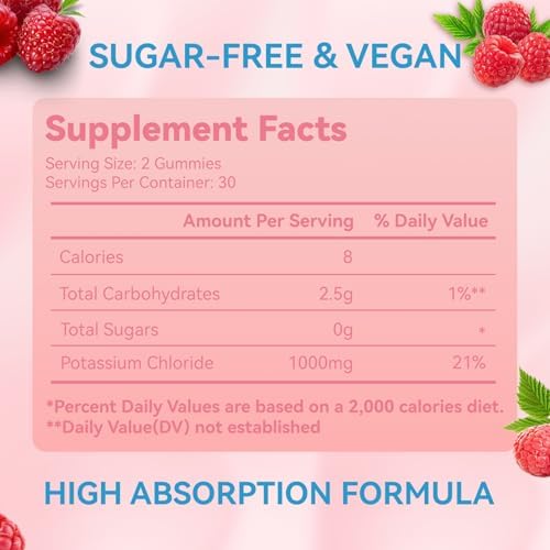 Chewable sugar free potassium chloride supplements for leg cramp relief showing chewable pectin based texture close up