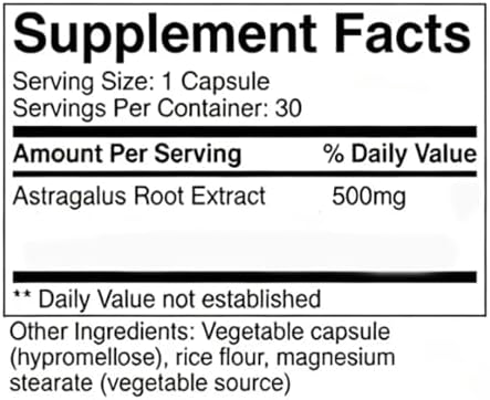 Rulinal Astragalus immune support capsules imported from USA side angle view