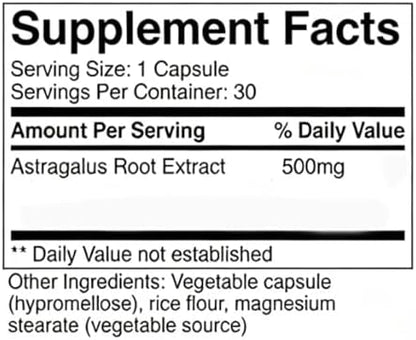 Rulinal Astragalus immune support capsules imported from USA side angle view