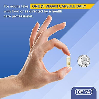 Authentic Deva vegan borage oil omega 6 supplement bottle top angle view