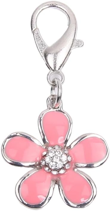 XKSRWE rhinestone flower pet charm front view sparkling crystal center