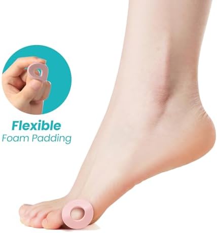Promifun skin-friendly breathable corn cushions for toes and bottom of foot.