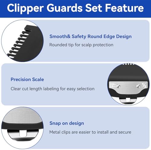 Tiardey half size hair clipper guard close up detailing the durable aluminum metal clip attachment mechanism.