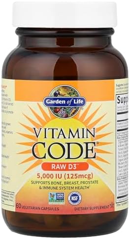 Vitamin D3 5000 IU whole food capsules for bone health immune support vegetarian formula