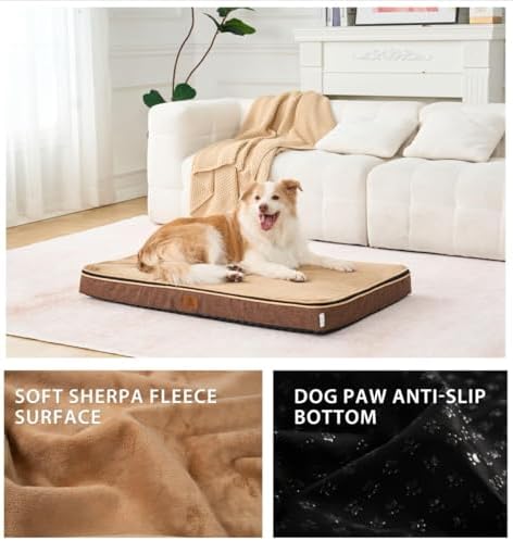 LIORCE brown dog bed replacement protector displaying the textured non-slip bottom fabric