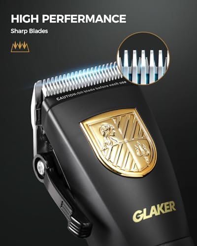 GLAKER mens grooming set laid out with fifteen multi length guide combs and accessories