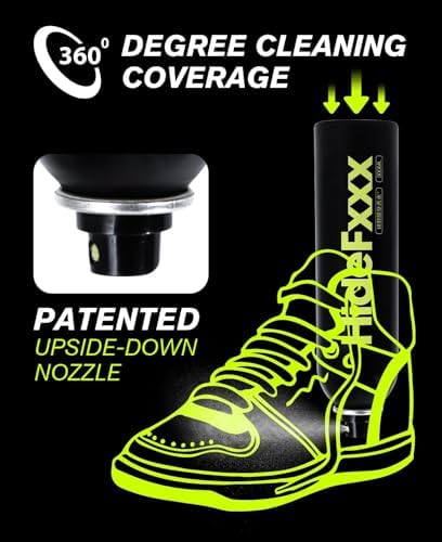 HideFxxx stinky shoe odor eliminator being applied to athletic gym boots.