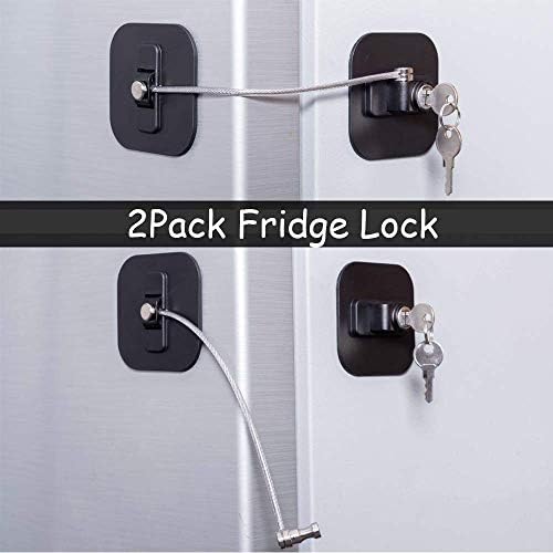 Baoweijd fridge lock with steel cable and adhesive base