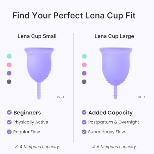 Lena period cup packaging showing USA medical grade silicone certification