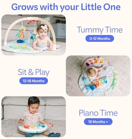 Baby enjoying tummy time on soft cushioned play mat