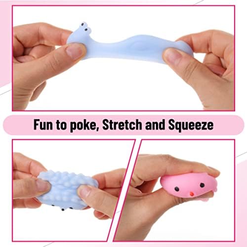Child hands playing with Mr. Pen pastel squishy toys