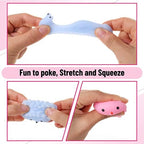 Child hands playing with Mr. Pen pastel squishy toys