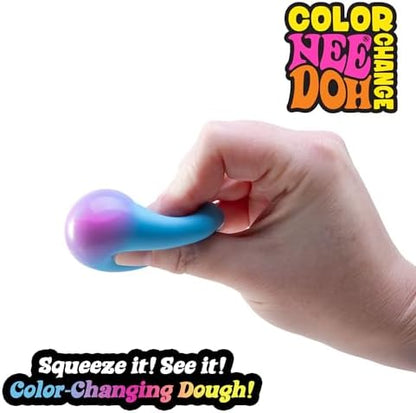 Person squeezing the authentic Schylling Teenie NeeDoh to demonstrate the slow rise texture