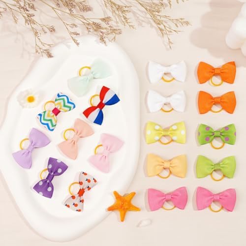 Yxiang small puppy hair bows with durable elastic bands