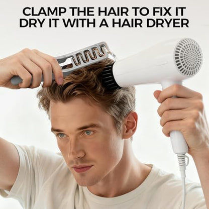 Man using texture comb for hair volume styling