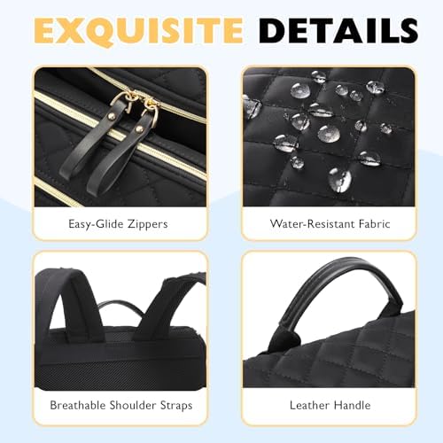 LORADI nylon backpack showing padded shoulder straps and laptop sleeve