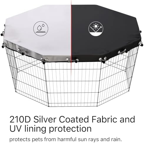 Puppy escape prevention net installed securely over eight panel exercise pen.