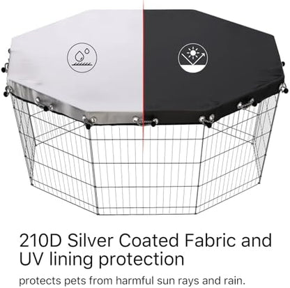 Puppy escape prevention net installed securely over eight panel exercise pen.