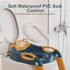 Bonbay space saving foldable toddler toilet step stool positioned next to bathroom wall