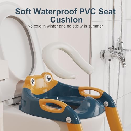 Bonbay space saving foldable toddler toilet step stool positioned next to bathroom wall