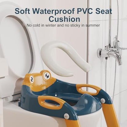Bonbay space saving foldable toddler toilet step stool positioned next to bathroom wall