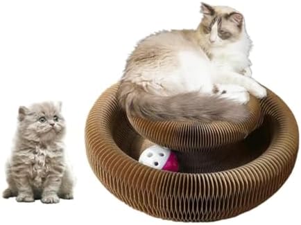 Enkman Magic Organ cat scratching toy stretched out in an extended bone shape on a living room floor