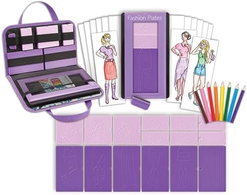 Mix and match rubbing plates from the PlayMonster arts and crafts kit spread out on a table.