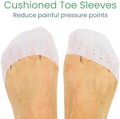 Silicone gel toe caps showing breathable ventilation holes for comfort.