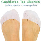 Silicone gel toe caps showing breathable ventilation holes for comfort.