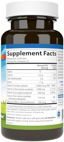 Carlson ACES antioxidant blend supplement facts panel showing ingredient details