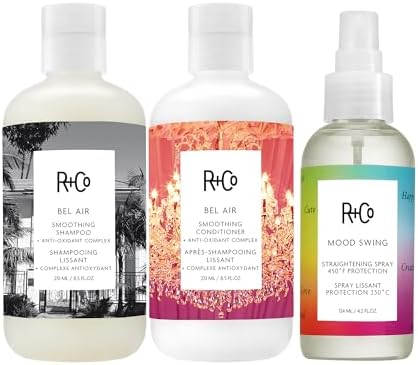 R+Co Bel Air Smoothing Shampoo back view detailing ingredients and product features