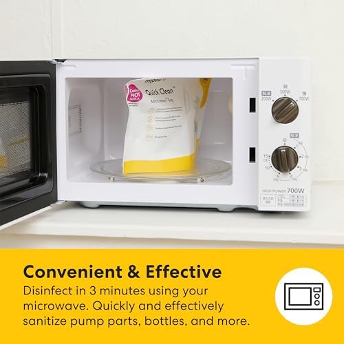 Breast pump parts inside Medela microwave sanitizing bag