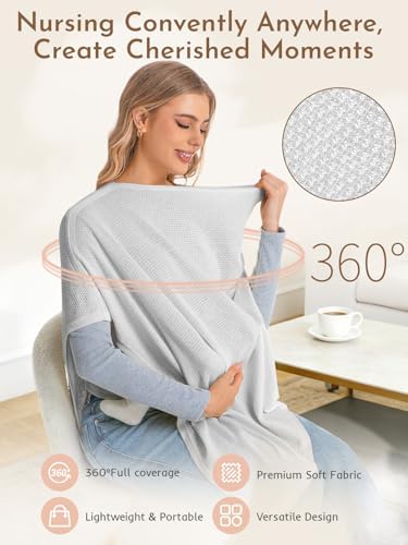 Woman wearing Momwills breathable nursing poncho in public