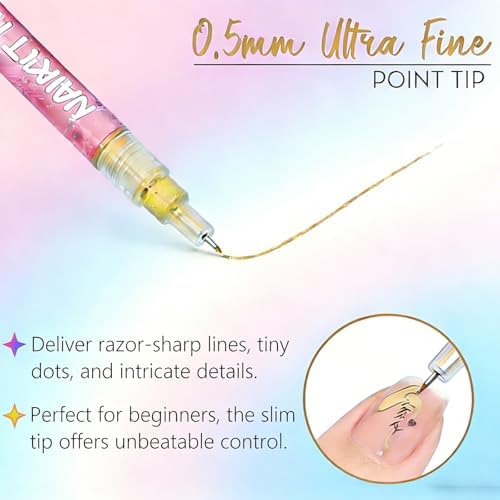 Demonstration of nail art drawing with Muzamox pens