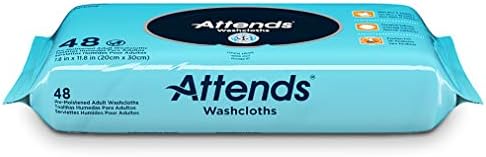 Attends adult incontinence wipes showing large 7.8 by 11.8 inch size