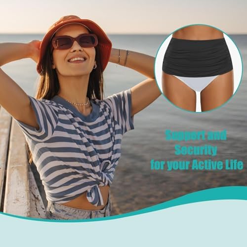 Model wearing the LKLKKC stealth ostomy belt under clothing for discretion.